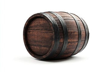 Oak barrel, side view, white background, storage