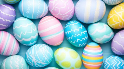 Obraz premium Pastel Easter Eggs Colorful Spring Holiday Decoration