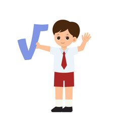 Indonesian Student with Math Symbol Square Root