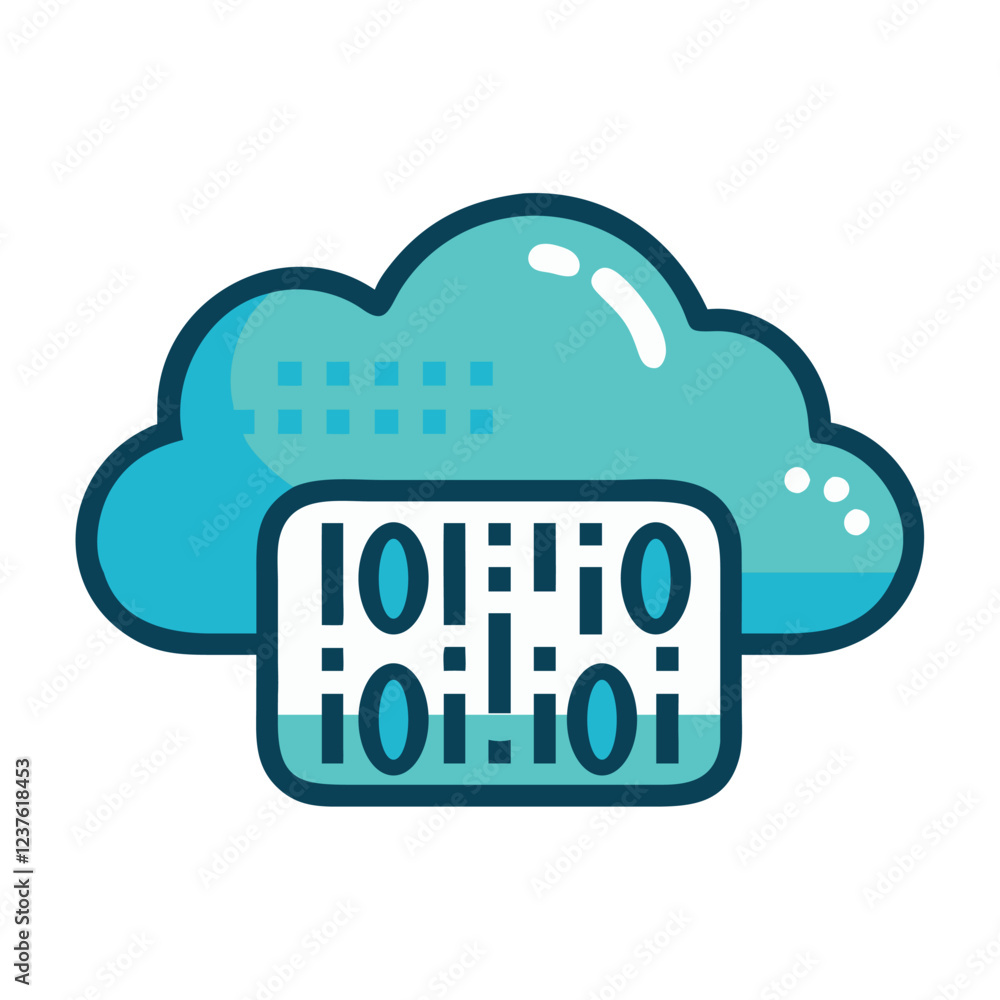 Poster cloud computing data storage icon