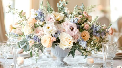 Elegant Pastel Floral Centerpiece