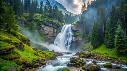 Majestic Krimmler Waterfall Austria Misty