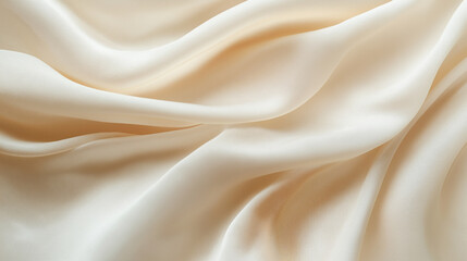 Obraz premium silk fabric background texture wallpaper cream color cloth backdrop silky flowing draped satin