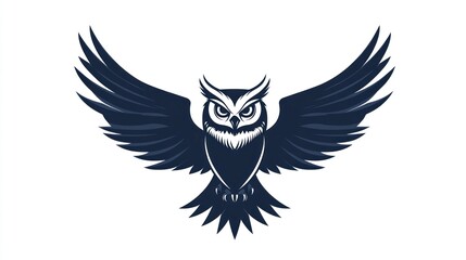Obraz premium Majestic owl in flight, white background, wisdom symbol, logo design