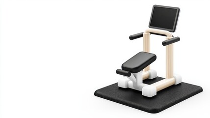 Gym fitness equipment. Exercise bench with adjustable seat, designed for strength training and fitness workouts.