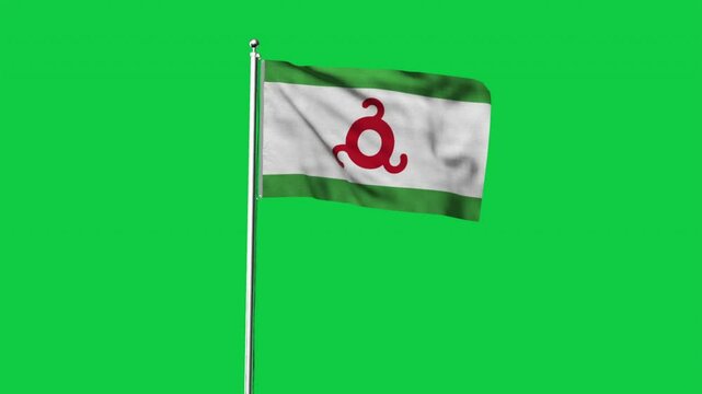 High detailed flag of Ingushetia. National Ingushetia flag. 3D Render.