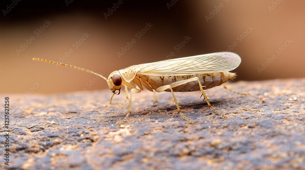 Aufkleber macro shot of insect on stone surface showing wing details : generative ai