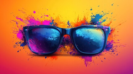 Colorful sunglasses splash summer festival poster