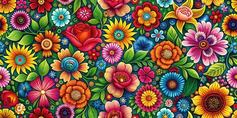Colorful Floral Pattern Wallpaper , Hispanic Culture, Flowers