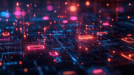 Obraz premium Glowing digital network data flow, abstract background