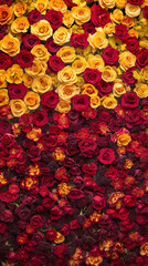 Colorful Roses in Red and Yellow, Vibrant Floral Display for Valentine's Day, Mother's Day, or Wedding Decoration