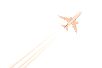 A flat vector illustration of an airplane flying in the sky