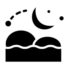 Night Fishing Solid Icon