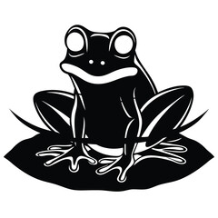 Playful Black and White Frog Silhouette on a Decorative Pad