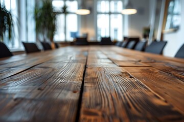Interior of modern meeting room with wooden floor