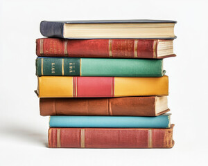Fototapeta premium Stack of Vintage Books in Various Colors, Ideal for Literary Themes and Educational Settings