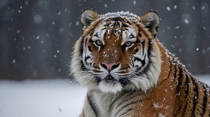 Frozen Power: Siberian Tiger Leaping Through Deep Snow in a Dramatic Action Pose