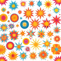 Stars stickers in different colors isolated on transparent background in the form of PNG