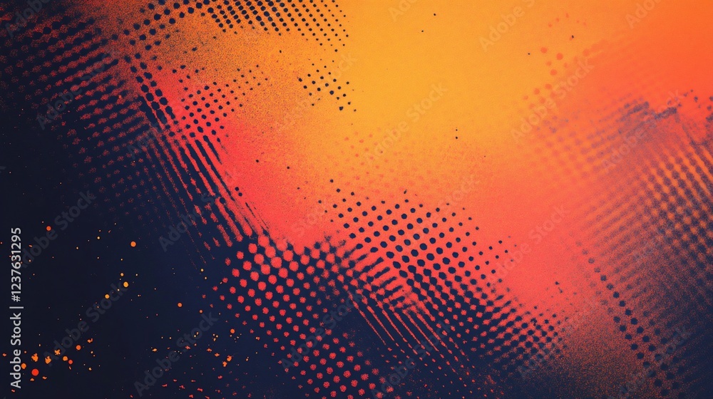 Aufkleber abstract halftone gradient pattern design with red and orange spray effect texture