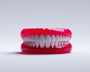 Obraz premium A vibrant, playful image of a set of oversized novelty teeth, perfect for fun and humor-related projects.