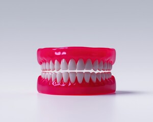 Obraz premium A vibrant model of dental anatomy showcasing an impressive arrangement of teeth and gums.