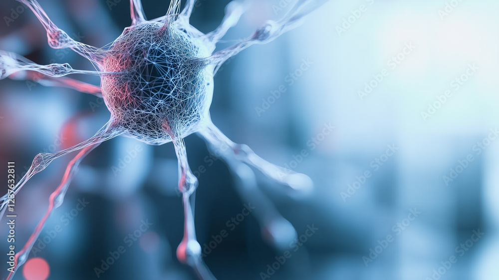 Poster the complexity of the neuron: a mesmerizing microscopic view of a single neuron, its intricate netwo