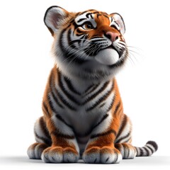 Obraz premium 3d cartoon tiger, very clean clear white background