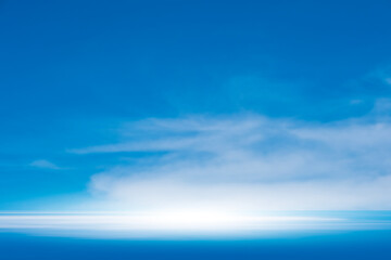 Fototapeta premium Panorama of cloud clear sky background for summer vacation concept at ocean and summer sea water with sunlight of beautiful cloudy 