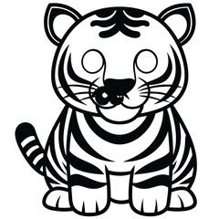 Cute, stylized tiger head graphic perfect for kids' designs.