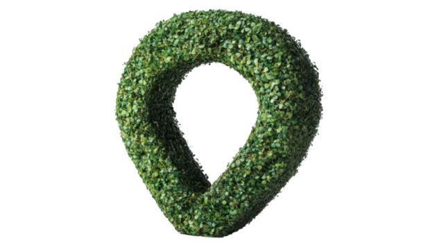 Green grass pointing location icon on transparent background