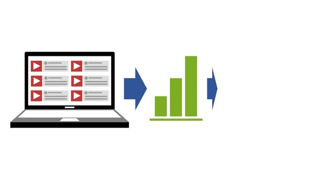 Animated Infographic to Monetize Video Content Footage. Monetize content video and earn money from Online. People watching Video contents and make revenue