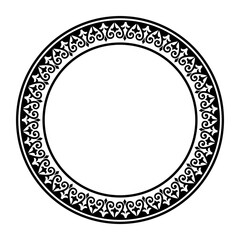 Monochrome Eastern national round decorative pattern, frame. Ethnic Elegant Black element for design in Eastern style. Eastern Ornate for embroidery, sandblasting, laser cutting, ceramics, porcelain