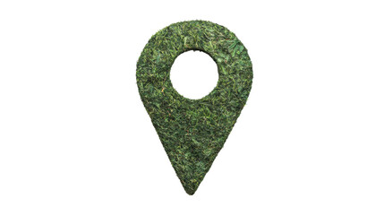 Green grass location pin icon representing environmental awareness on transparent background