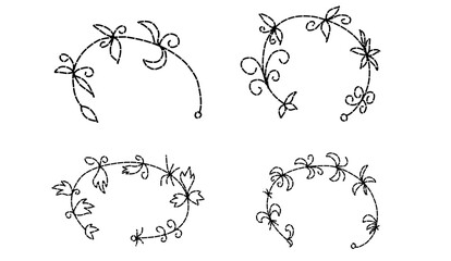 A set of plant-based rounded icons made of broken lines.