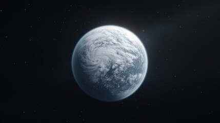 Obraz premium Earth, night view, space, swirling clouds, city lights, environmental awareness