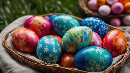 Fototapeta premium Colorfully painted Easter eggs