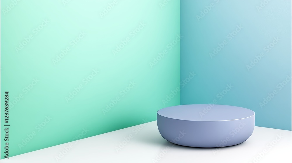 Poster pastel studio scene with circular display platform