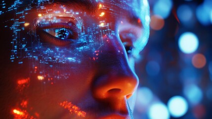 A glowing representation of human consciousness, a fusion of neurons and digital circuits