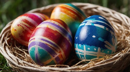 Fototapeta premium Colorfully painted Easter eggs