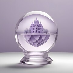 A crystal glass globe rests on a white pedestal, symbolizing the world