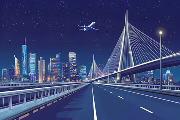 Fototapeta premium night view of the bridge in moscow