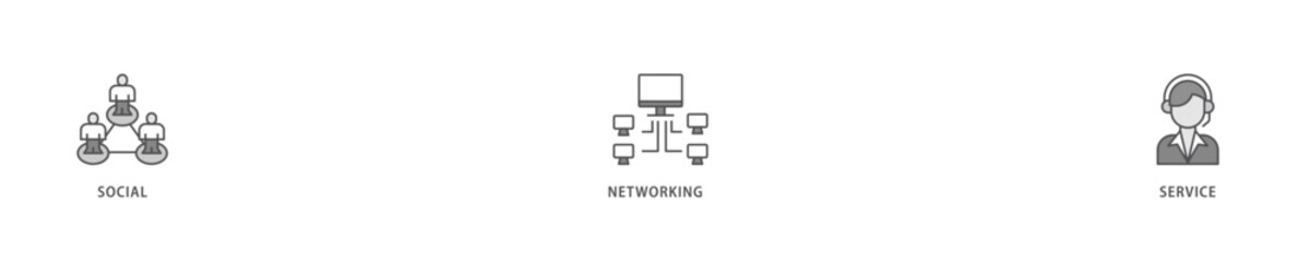 SNS icon set flow process which consists of communication, chat, community, internet, and user icon live stroke and easy to edit .