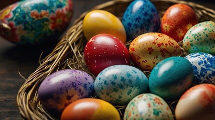 Colorfully painted Easter eggs