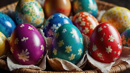 Fototapeta premium Colorfully painted Easter eggs