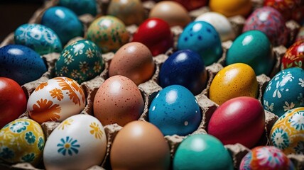 Colorfully painted Easter eggs