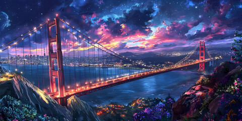 golden gate bridge at night