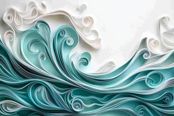 Mesmerizing scroll art featuring abstract waves, flowing waves, and organic patterns. Created from beautifully layered strips of paper.
