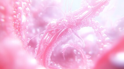 Pink Abstract Biomorphic Forms Bubbles Artwork