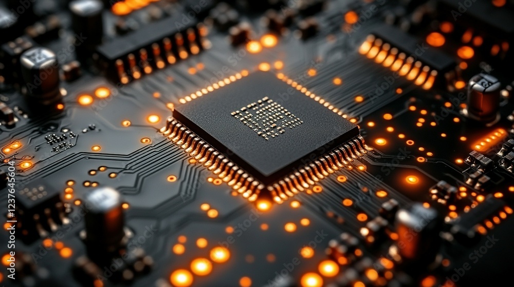 Poster illuminated microchip on circuit board technology