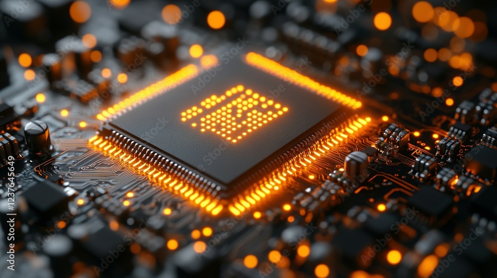 Poster illuminated microchip on circuit board technology